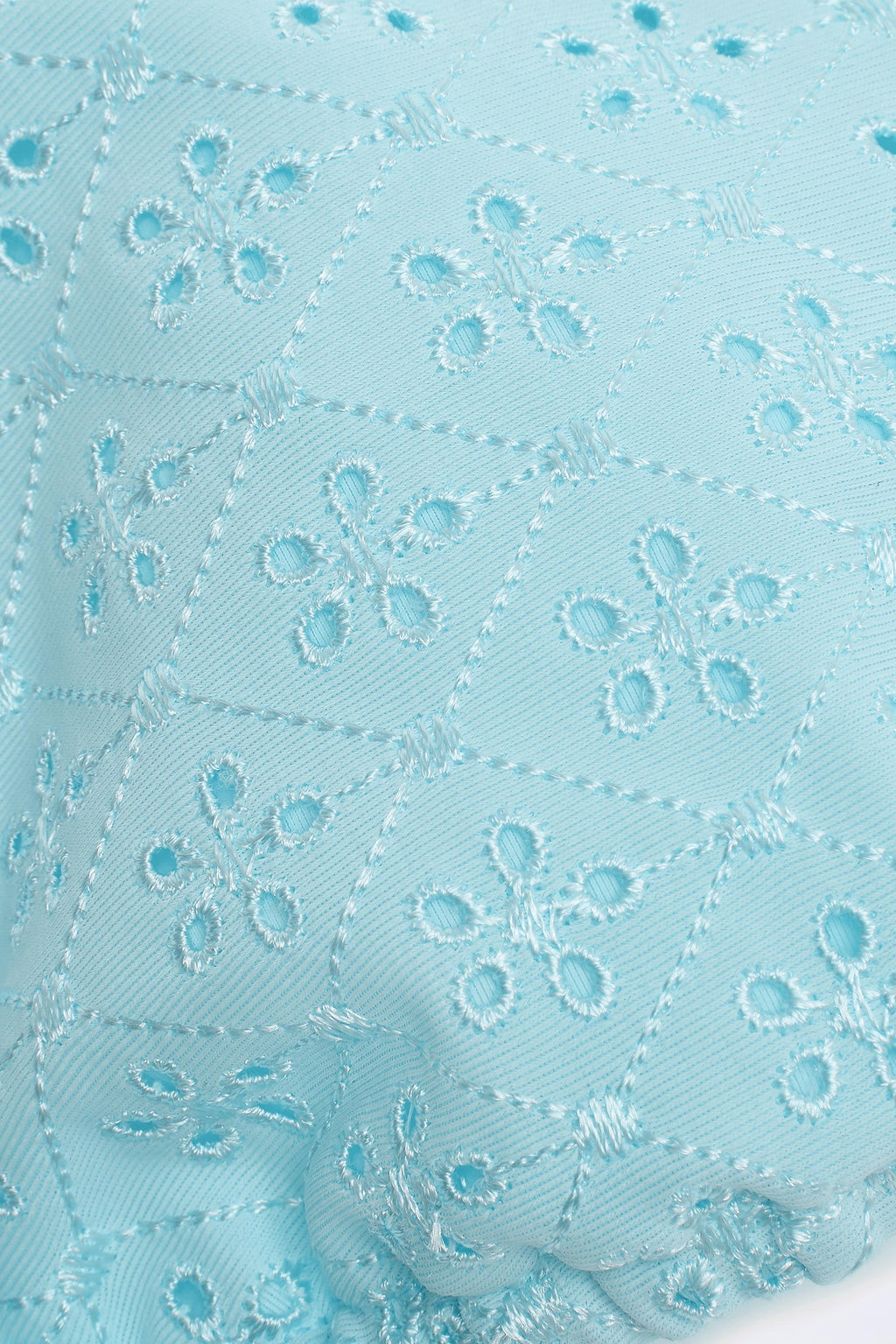 Chic Broderie Anglaise Triangle Bikini Top in Powder Blue