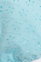 Chic Broderie Anglaise Triangle Bikini Top in Powder Blue
