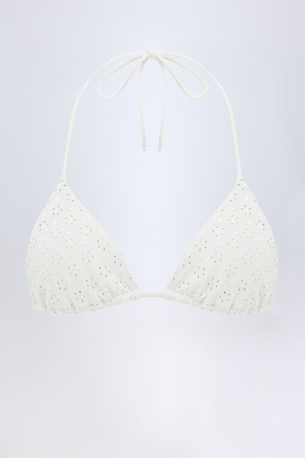 Chic Broderie Anglaise Triangle Bikini Top in White