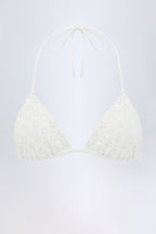 Chic Broderie Anglaise Triangle Bikini Top in White