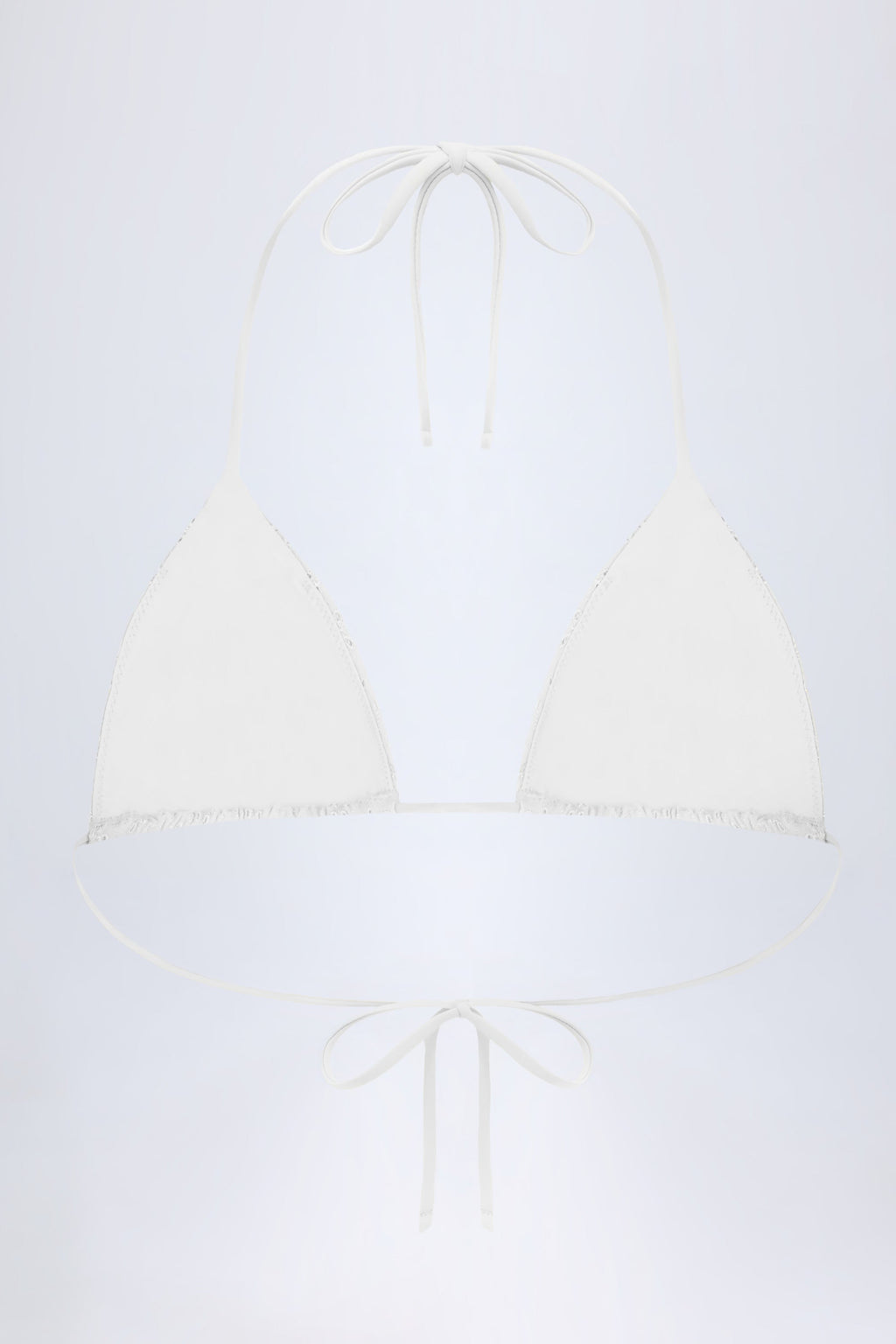 Chic Broderie Anglaise Triangle Bikini Top in White