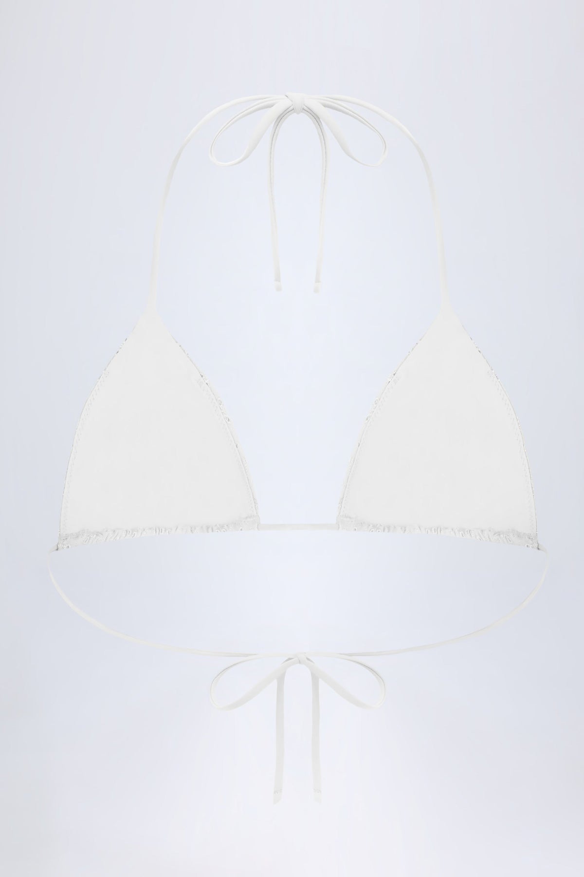 Chic Broderie Anglaise Triangle Bikini Top in White