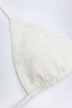 Chic Broderie Anglaise Triangle Bikini Top in White