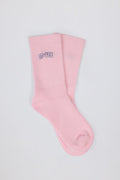 Chic Ribbed Half-Crew Socks in Powder Pink