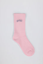 Chic Ribbed Half-Crew Socks in Powder Pink