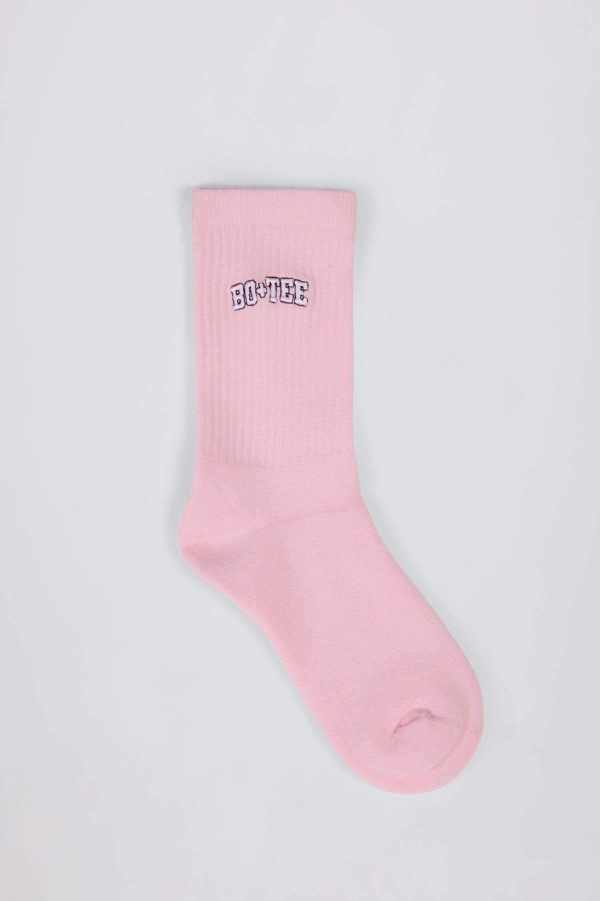 Chic Ribbed Half-Crew Socks in Powder Pink