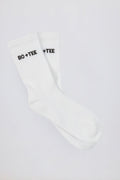 Chic Ribbed Half-Crew Socks in White