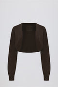 Chic Ribbed-Knit Cropped Shrug in Pecan