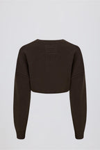 Chic Ribbed-Knit Cropped Shrug in Pecan