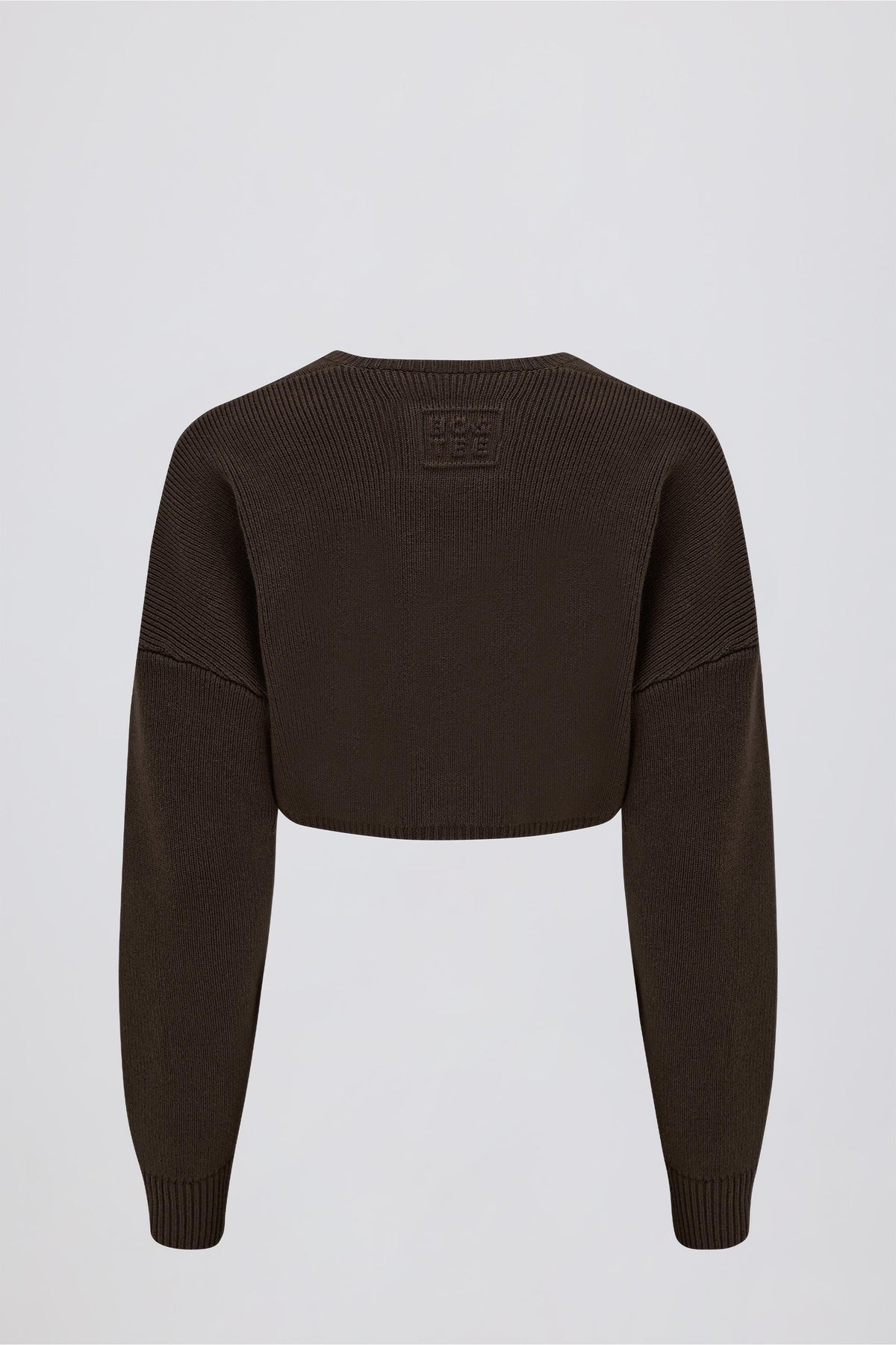 Chic Ribbed-Knit Cropped Shrug in Pecan