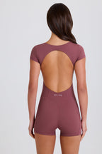 Chic Open-Back Unitard in Acai