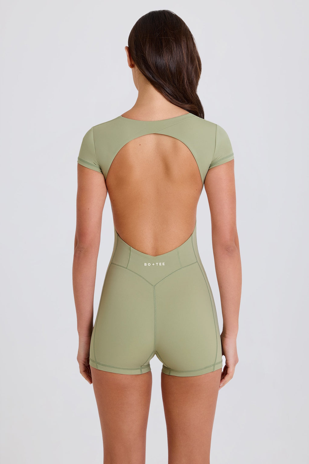 Chic Open-Back Unitard in Matcha