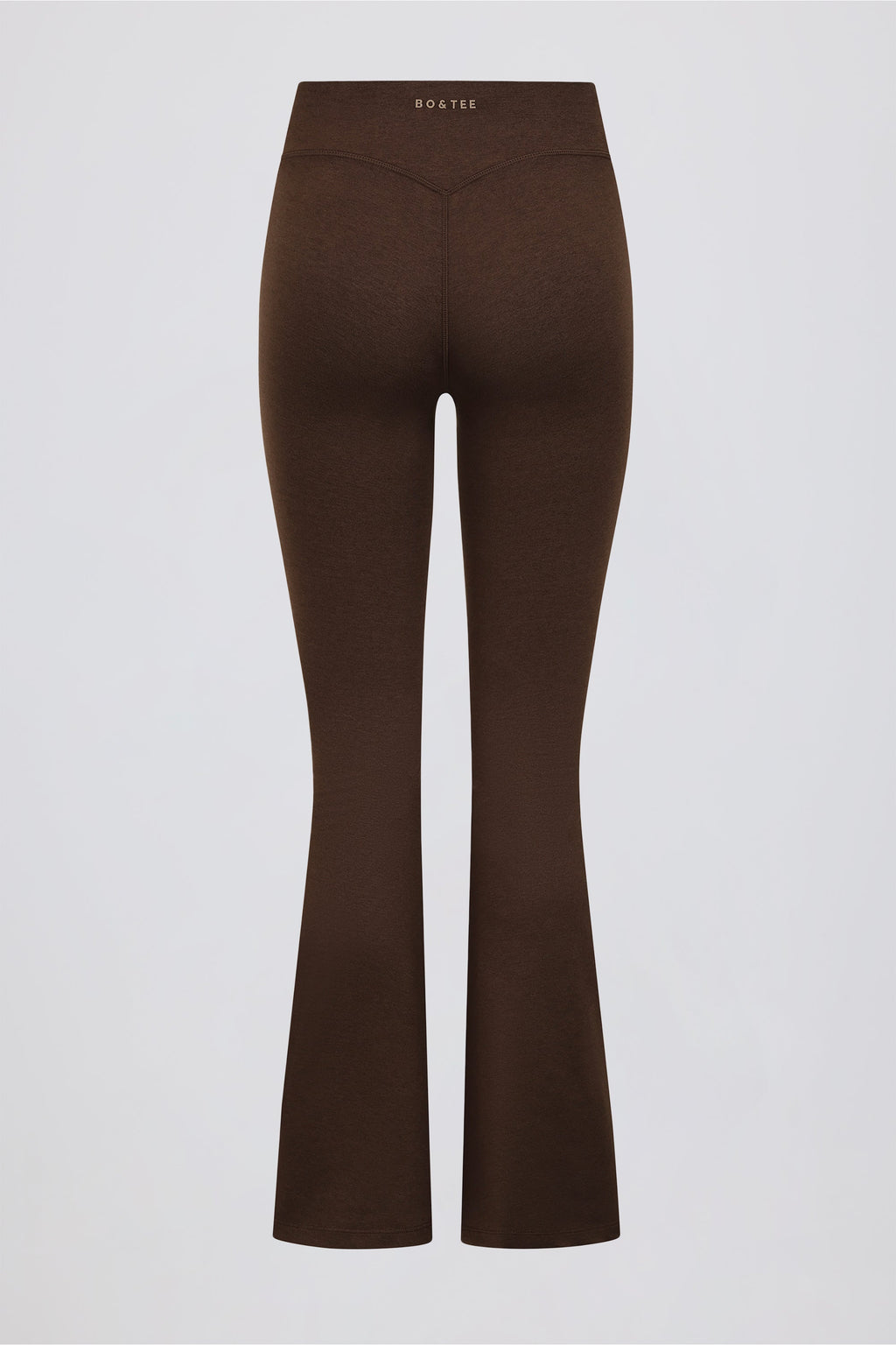 Chic Brushed Jersey Ruched Flared Trousers in Pecan Marl