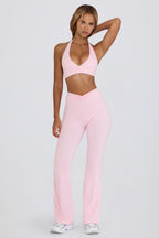 Chic Brushed Jersey Ruched Flared Trousers in Bloom
