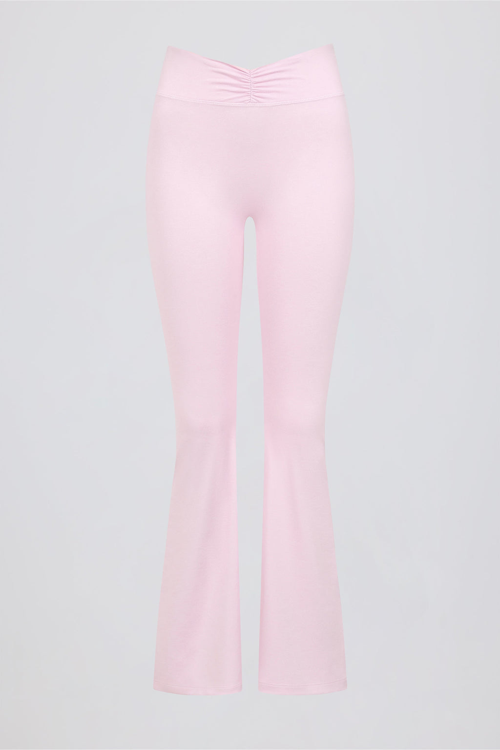 Chic Brushed Jersey Ruched Flared Trousers in Bloom