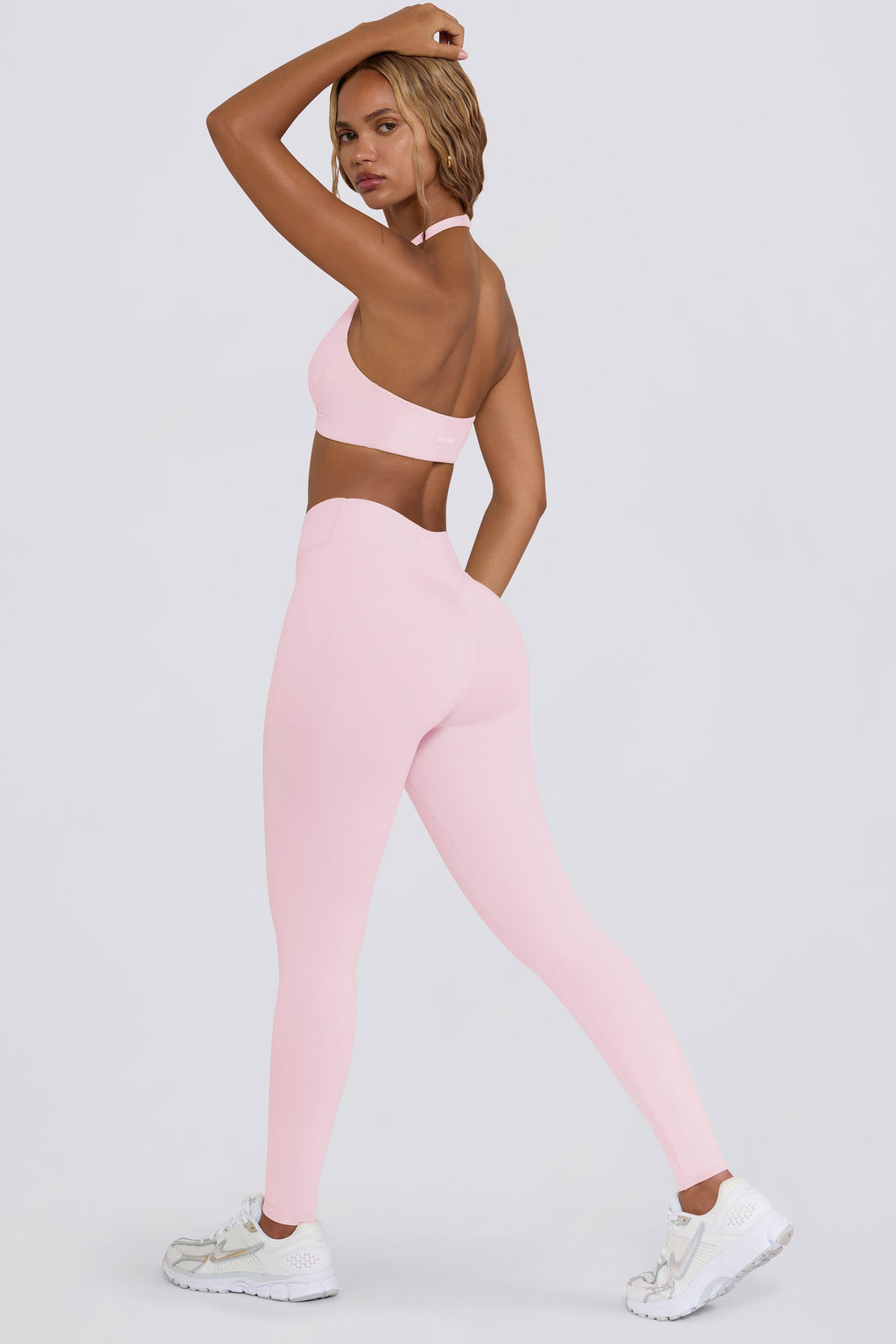 Chic Brushed Jersey Ruched Mid-Rise Leggings in Bloom