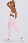 Chic Brushed Jersey Ruched Mid-Rise Leggings in Bloom
