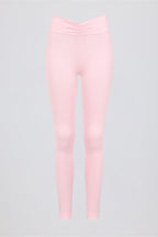Chic Brushed Jersey Ruched Mid-Rise Leggings in Bloom