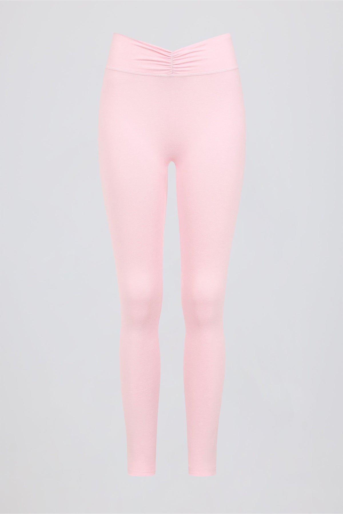Chic Brushed Jersey Ruched Mid-Rise Leggings in Bloom