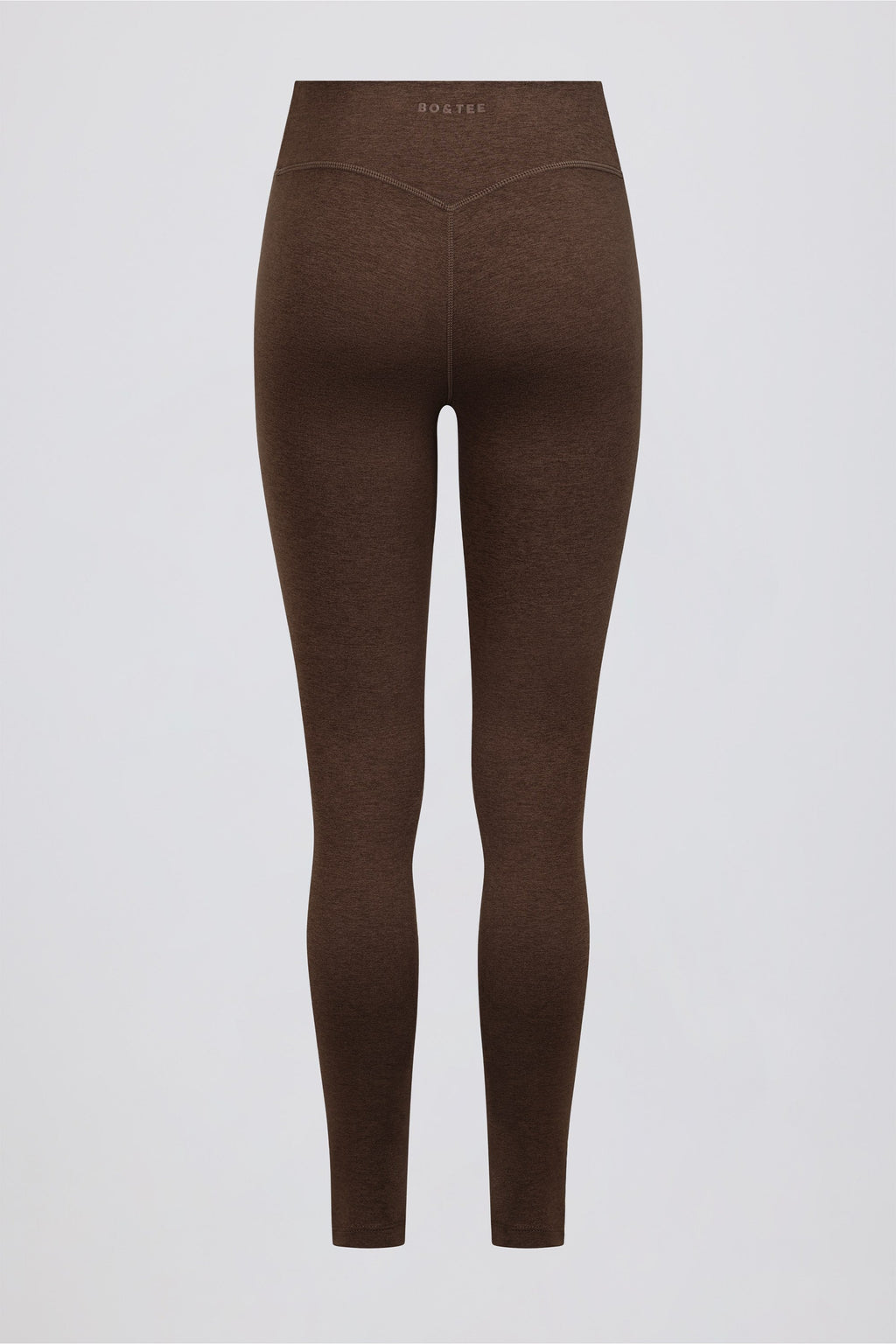 Chic Brushed Jersey Ruched Mid-Rise Leggings in Pecan Marl