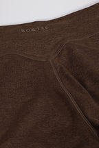 Chic Brushed Jersey Ruched Mid-Rise Leggings in Pecan Marl