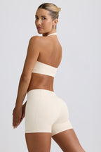 Chic Ruched Mini Shorts in Vanilla