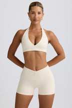 Chic Ruched Mini Shorts in Vanilla