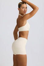 Chic Ruched Mini Shorts in Vanilla