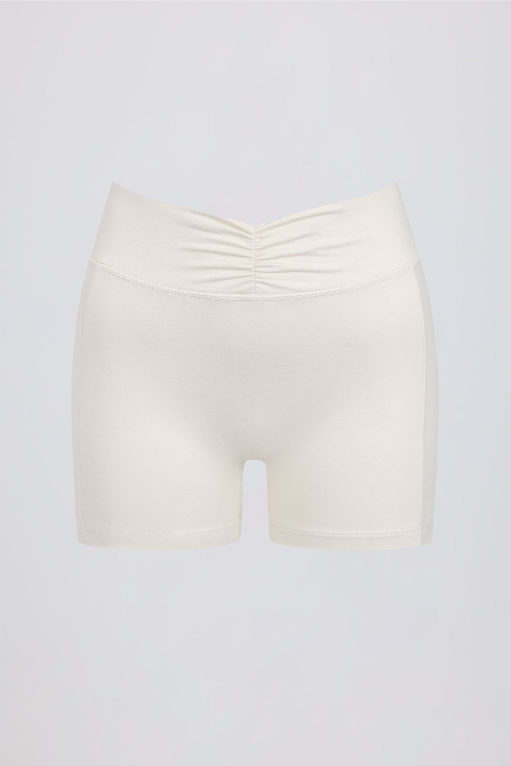 Chic Ruched Mini Shorts in Vanilla