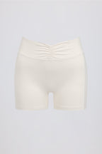 Chic Ruched Mini Shorts in Vanilla