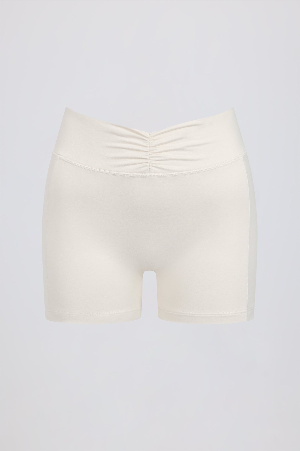 Chic Ruched Mini Shorts in Vanilla