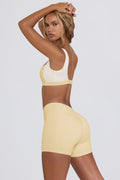 Chic Ruched Mini Shorts in Lemon Marl