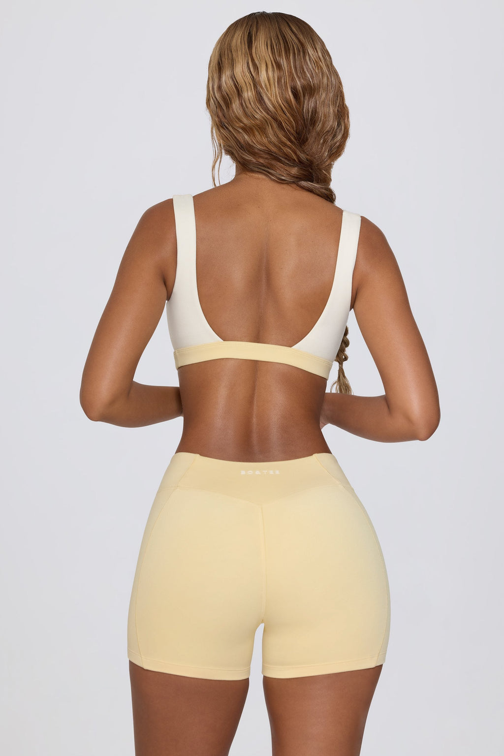Chic Ruched Mini Shorts in Lemon Marl
