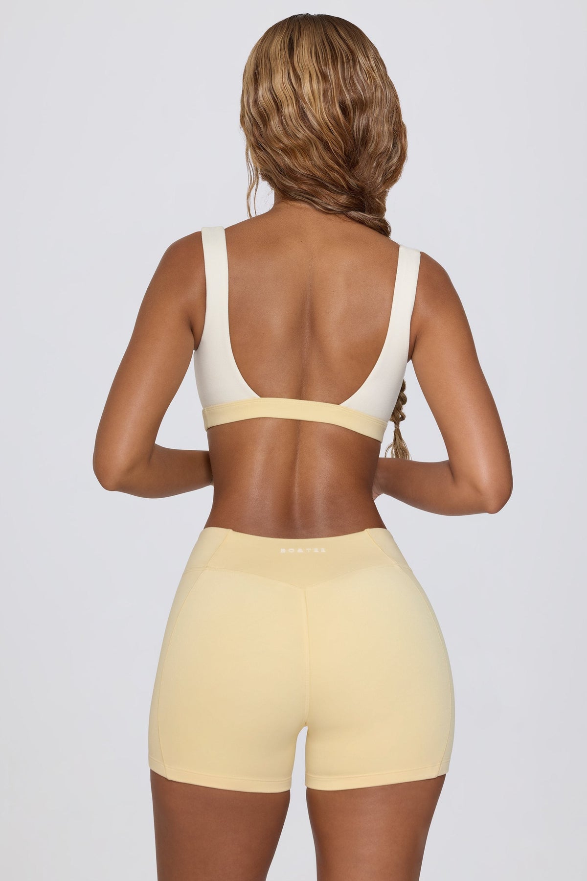 Chic Ruched Mini Shorts in Lemon Marl