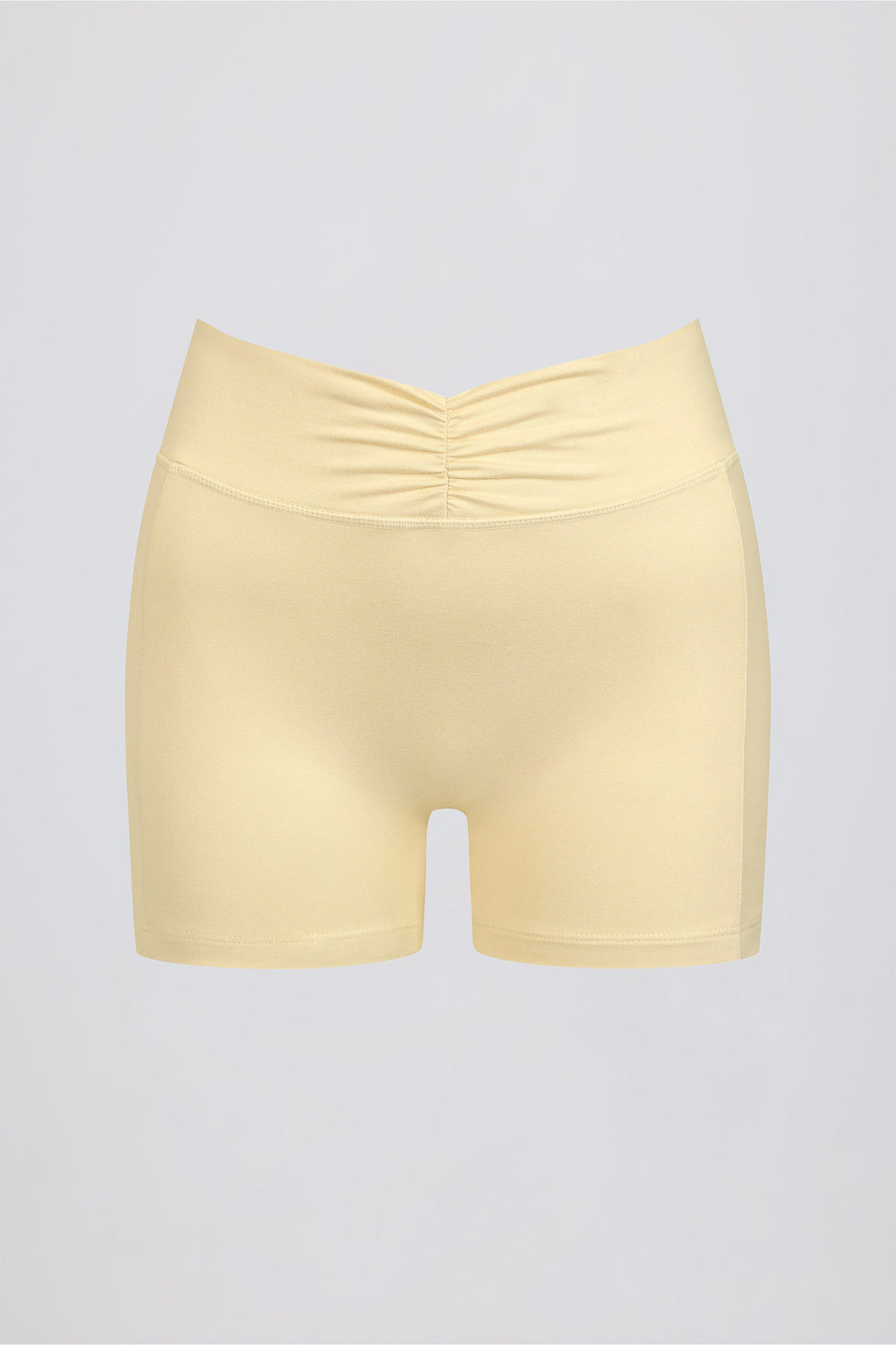 Chic Ruched Mini Shorts in Lemon Marl