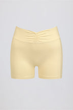 Chic Ruched Mini Shorts in Lemon Marl