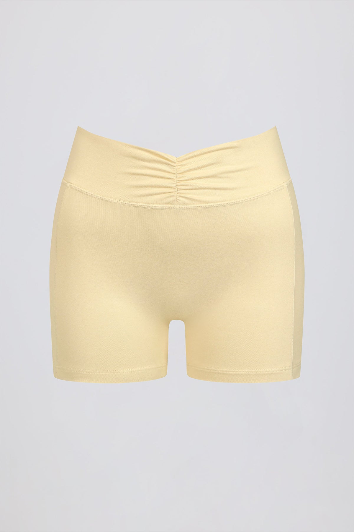 Chic Ruched Mini Shorts in Lemon Marl