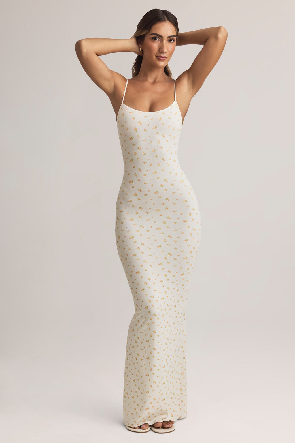 Chic Modal Scoop-Neck Strappy Maxi Dress in Floral Print