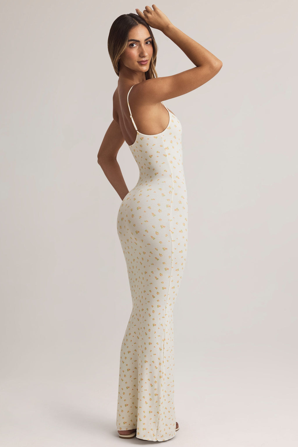 Chic Modal Scoop-Neck Strappy Maxi Dress in Floral Print