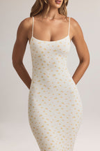 Chic Modal Scoop-Neck Strappy Maxi Dress in Floral Print