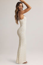 Chic Modal Scoop-Neck Strappy Maxi Dress in Floral Print