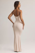 Chic Modal Scoop-Neck Strappy Maxi Dress in Stripe Print
