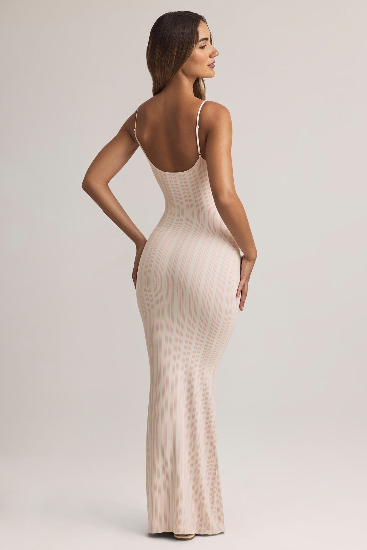 Chic Modal Scoop-Neck Strappy Maxi Dress in Stripe Print