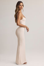 Chic Modal Scoop-Neck Strappy Maxi Dress in Stripe Print