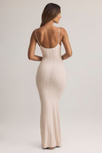Chic Modal Scoop-Neck Strappy Maxi Dress in Stripe Print