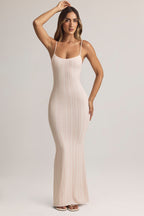 Chic Modal Scoop-Neck Strappy Maxi Dress in Stripe Print