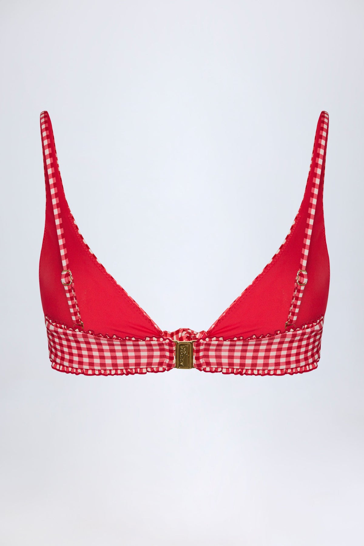 Chic Knot-Detail Bikini Top in Red Gingham