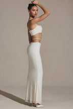 Chic Embellished Strappy Maxi Skirt in White