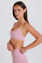 Chic Scoop-Neck Halterneck Sports Bra in Mauve