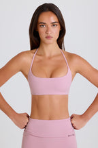 Chic Scoop-Neck Halterneck Sports Bra in Mauve